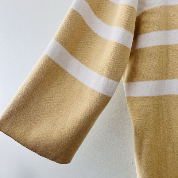 Bob Mackie Wearable Art Soft Yellow & White Stripe Zip Cardigan Sweater Plus 2X - Picture 4 of 10